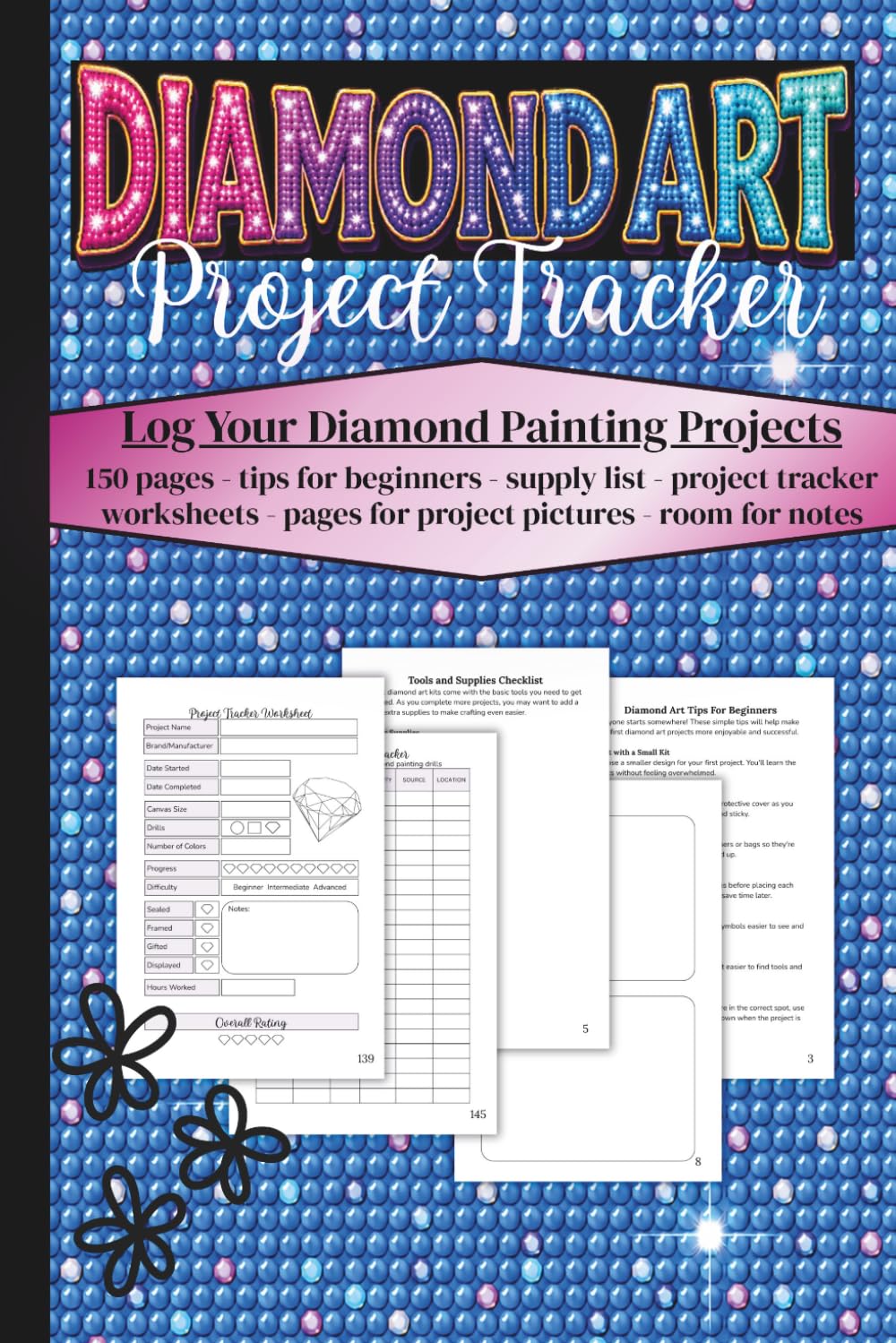ler totalmente Diamond Art Project Tracker: Log Your Diamond Painting Projects, DMC Color Inventory, Drill Storage, Progress and Finishes