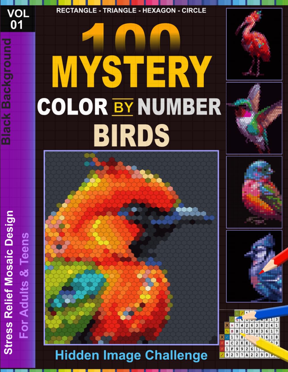 100 Mystery Mosaic Birds Color by Number: Black Background Pixel Art with 4 Shapes & Master color Palette – Reveal Hidden Bird Images baixar o livro de graça