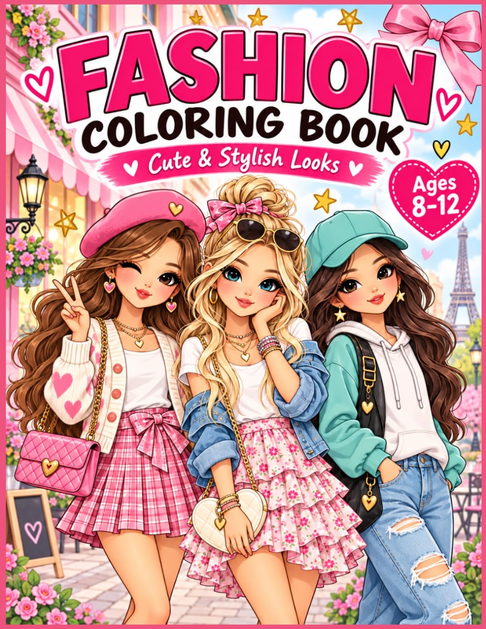 ler totalmente Fashion Coloring Book for Girls Ages 8-12: 50+ Stylish Outfits, Trendy Accessories, Travel Looks & Fun Fashion Scenes for Creative Tween Girls