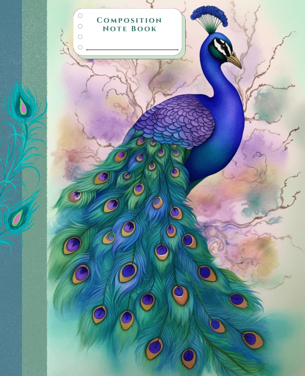 Peacock Design Composition Notebook - Elegant Ruled Journal with Page Numbers: Wide Ruled • 144 Pages • With Page Numbers baixar o livro de graça