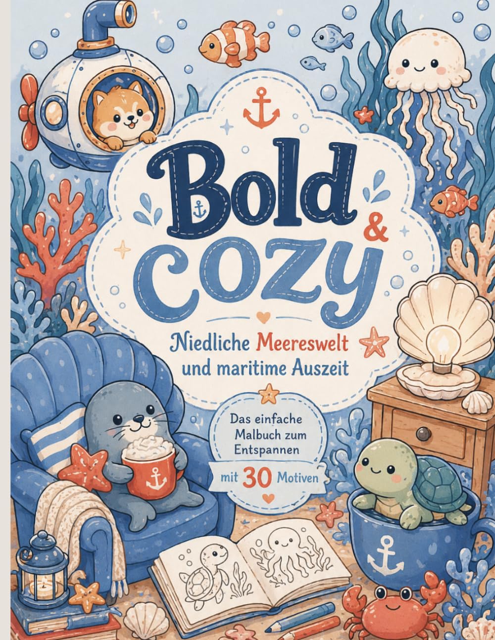 capítulo por capítulo baixar Bold & Cozy: Niedliche Meereswelt & maritime Auszeit - Das einfache Malbuch zum Entspannen (Bold and cozy Malbuch für Erwachsene und Kinder) (Bold &... Linien zum Entspannen) (German Edition)