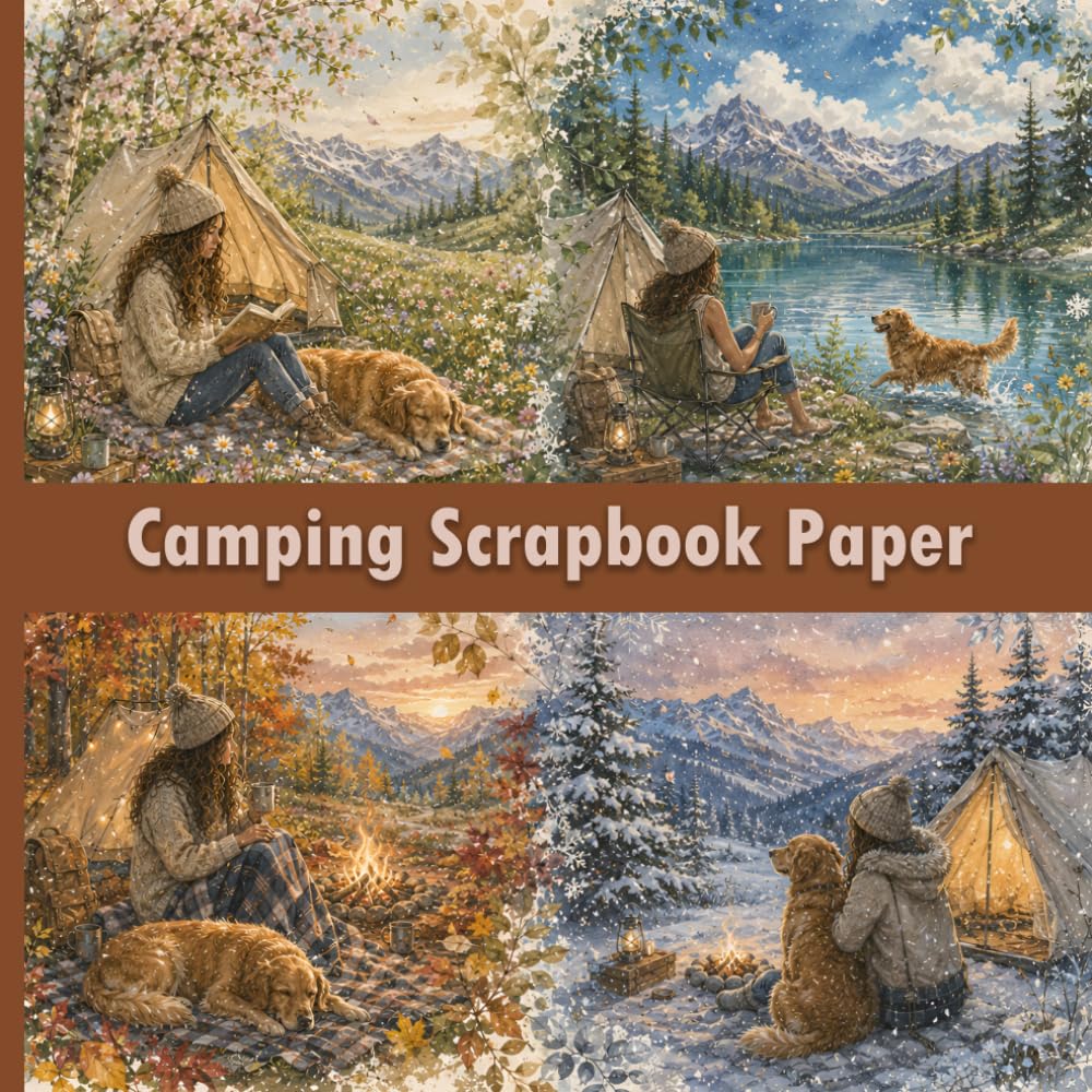 ler totalmente Camping Scrapbook Paper: Watercolor Wilderness Designs for Nature Lovers for Journaling, Card Making, Collage & Crafts