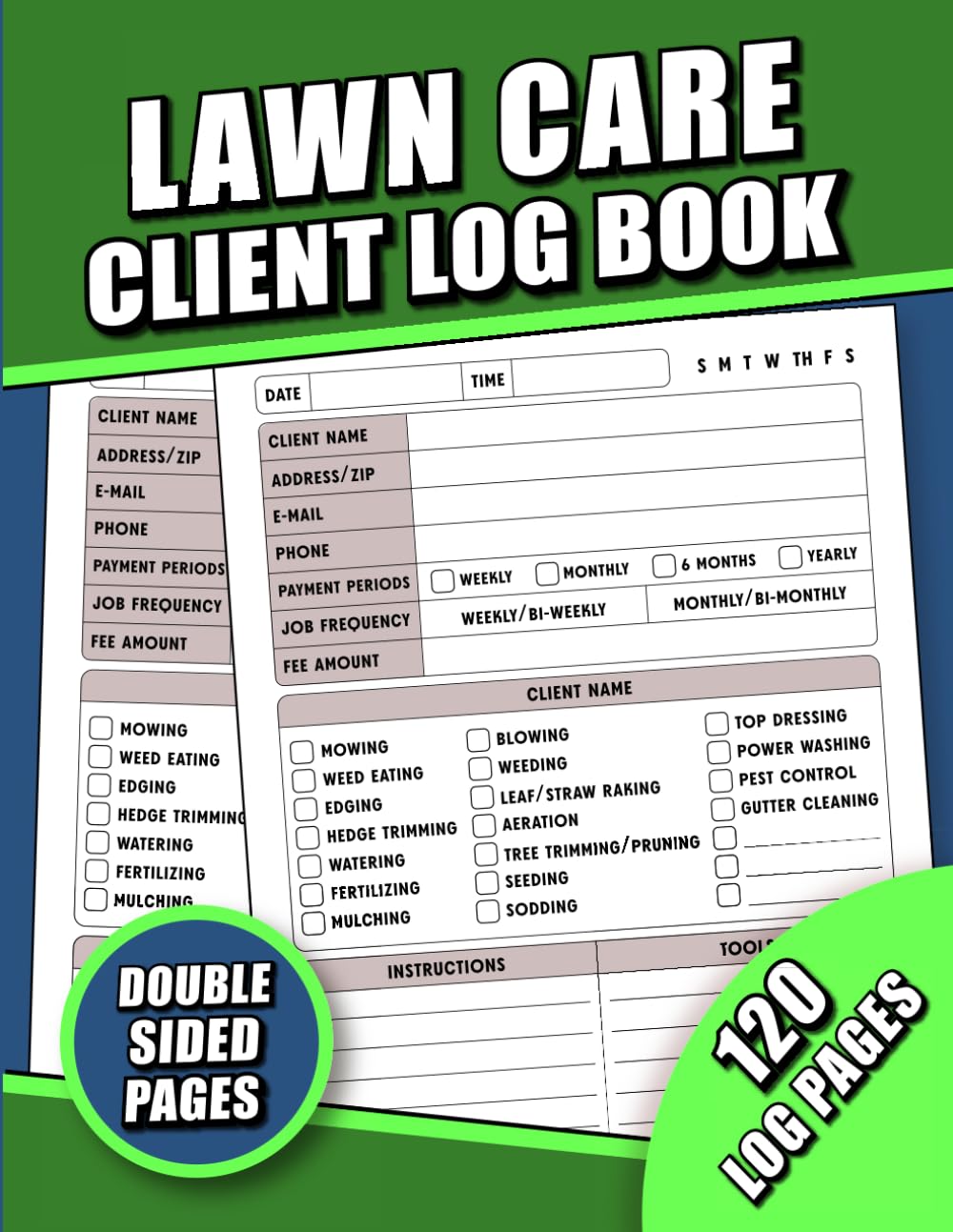 ler totalmente Lawn Care Client Log Book: Lawn Mowing and Landscape Appointment Logbook, Track and Record Client Information, Jobs, Payments, Materials, Scheduling, and Services for Easy Job Data Access
