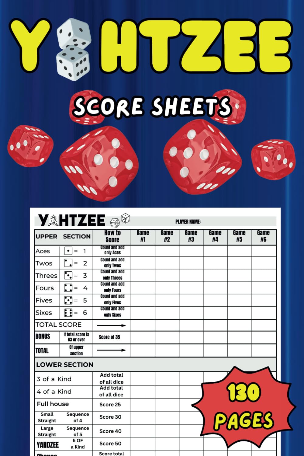 Yahtzee Score Sheets: 130 Pages Yahtzee Score pads, With "6 x 9" Yahtzee Score Sheets baixar o livro de graça