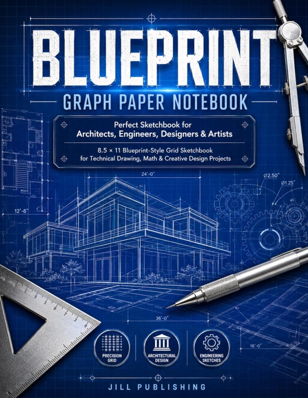 ler totalmente Blueprint Graph Paper Notebook: | Perfect Sketchbook for Architects, Engineers, Designers & Artists: 8.5 x 11 Blueprint-Style Grid Sketchbook for... Math & Creative Design Projects (110 Pages)