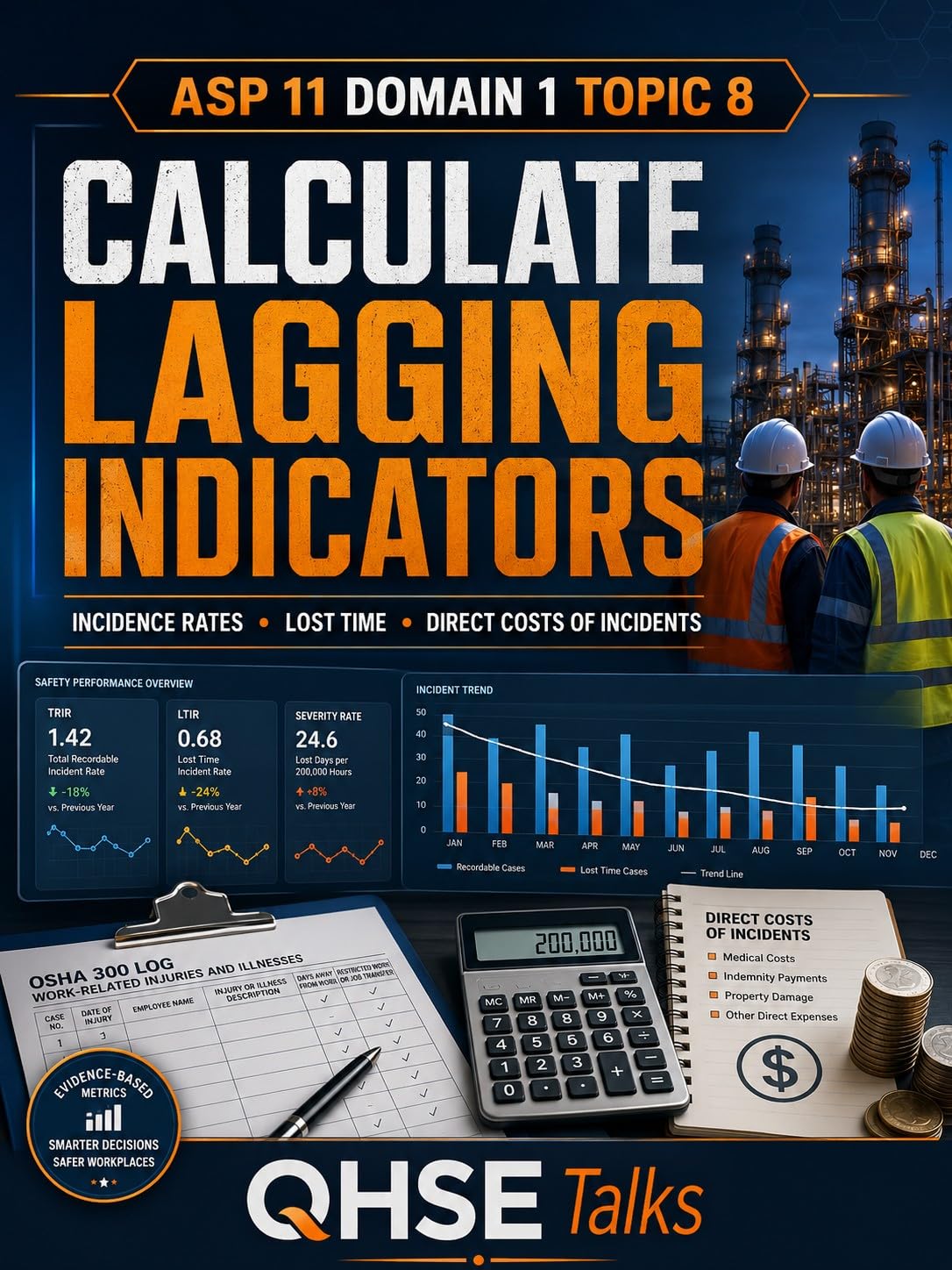 ler totalmente ASP 11 Domain 1 Topic 8: Calculate lagging indicators (Associate Safety Professional (ASP) Exam preparation) (English Edition)