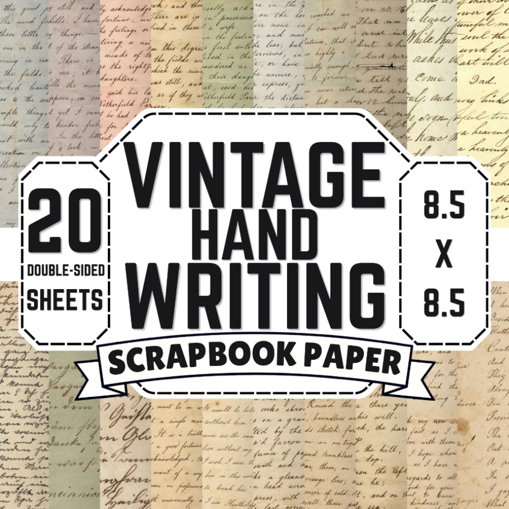 capítulo por capítulo baixar Vintage Handwriting Scrapbook Paper: 8.5" x 8.5" 20 Double-Sided Sheet 20 Designs Decorative Craft Paper with Aged Cursive Script, Faded Ink, Antique... Card Making, Decoupage, Origami & Collage