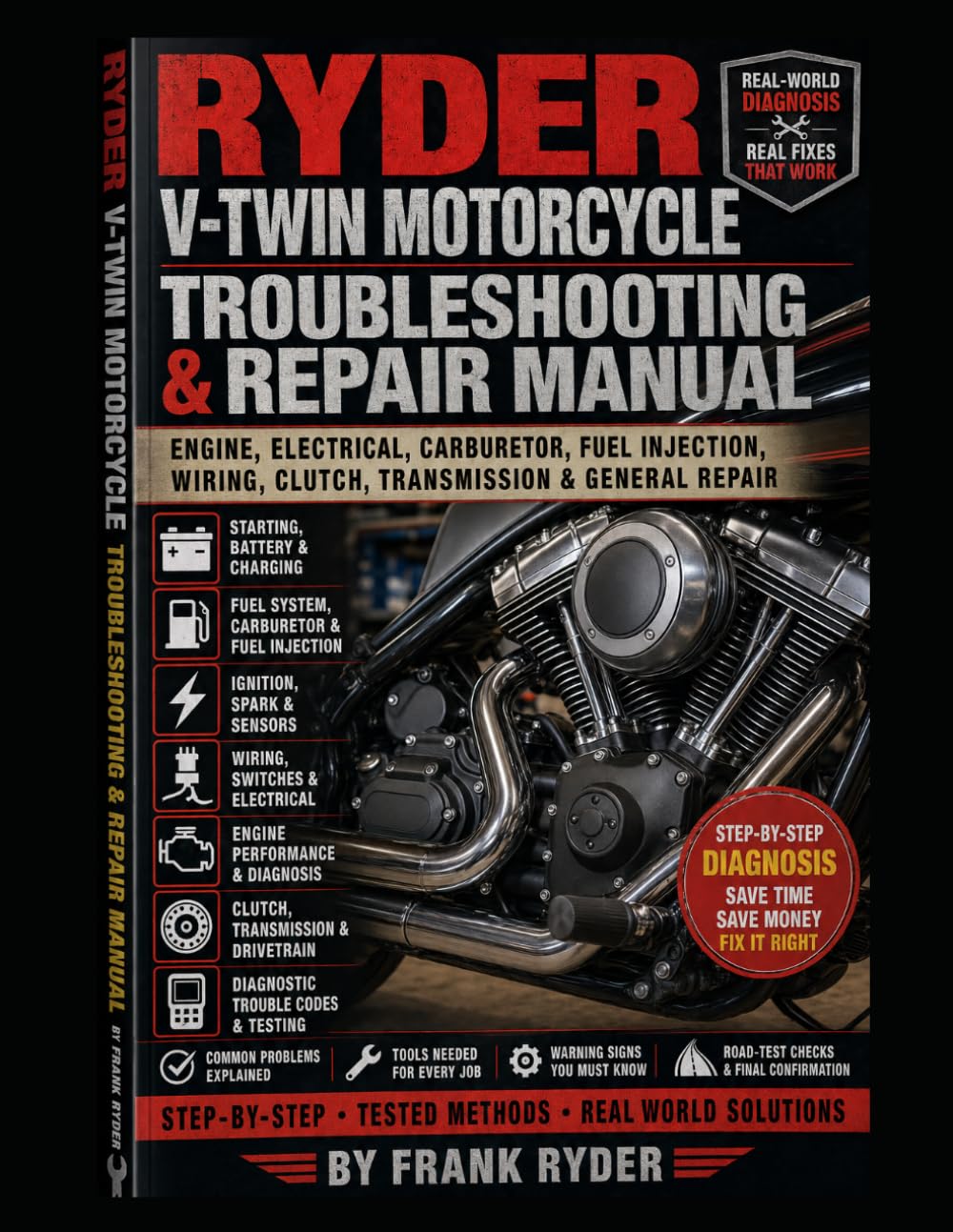 RYDER V-Twin Motorcycle Troubleshooting & Repair Manual: Engine, Electrical, Carburetor, Fuel Injection, Wiring, Clutch, Transmission & General Motorcycle Repair baixar o livro de graça