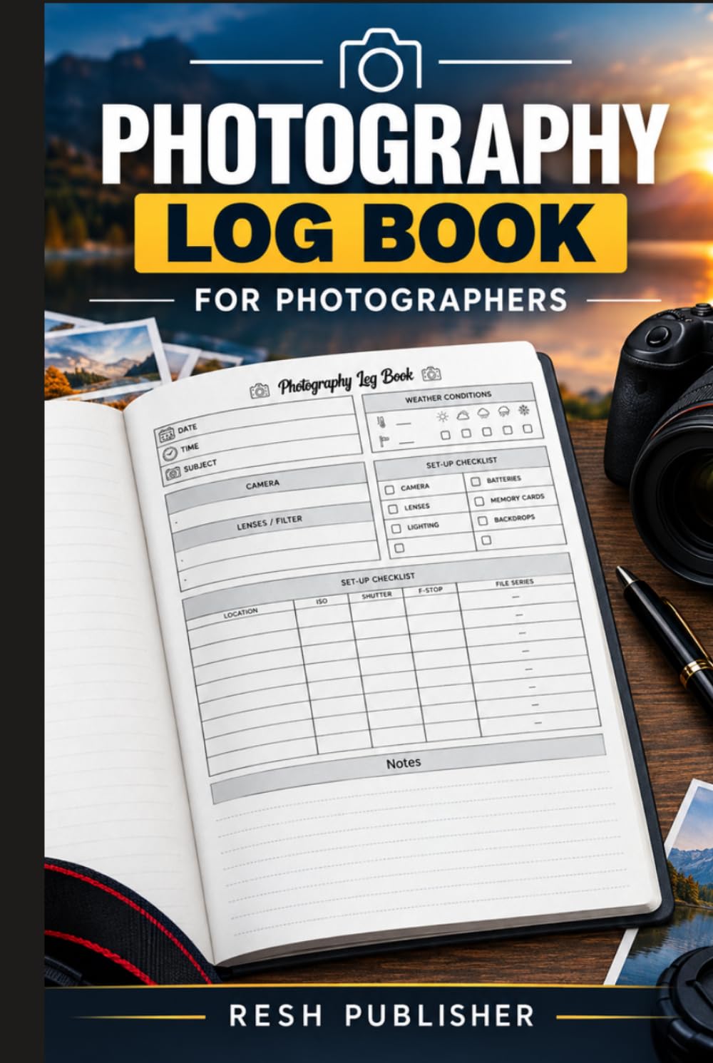 ler totalmente Photography Log Book for Photographers, Photo Shoots and Camera Settings | Photography Journal to Record ISO, Shutter Speed, F-Stop, Lenses, Weather, Locations and Shooting Notes