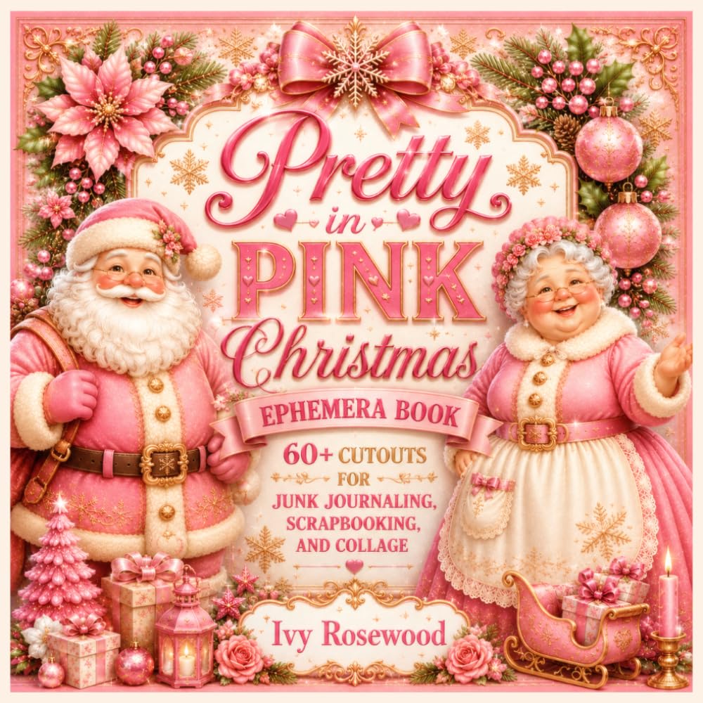 Pretty in Pink Christmas Ephemera Book: 60+ Cutouts for Junk Journaling, Scrapbooking, and Collage