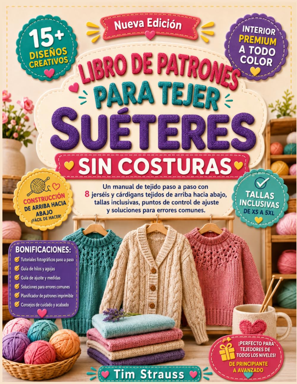 ler totalmente LIBRO DE PATRONES PARA TEJER SUÉTERES SIN COSTURAS: Un manual de tejido paso a paso con 8 jerséis y cárdigans tejidos de arriba hacia abajo, tallas... para errores comunes (Spanish Edition)