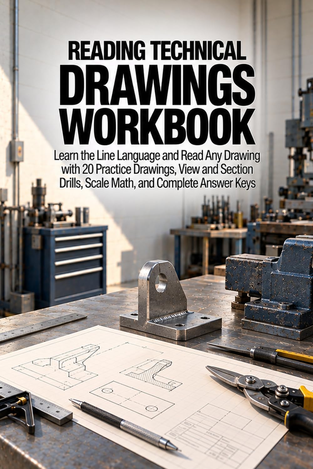 ler totalmente Reading Technical Drawings Workbook: Learn the Line Language and Read Any Drawing with 20 Practice Drawings, View and Section Drills, Scale Math, and Complete Answer Keys