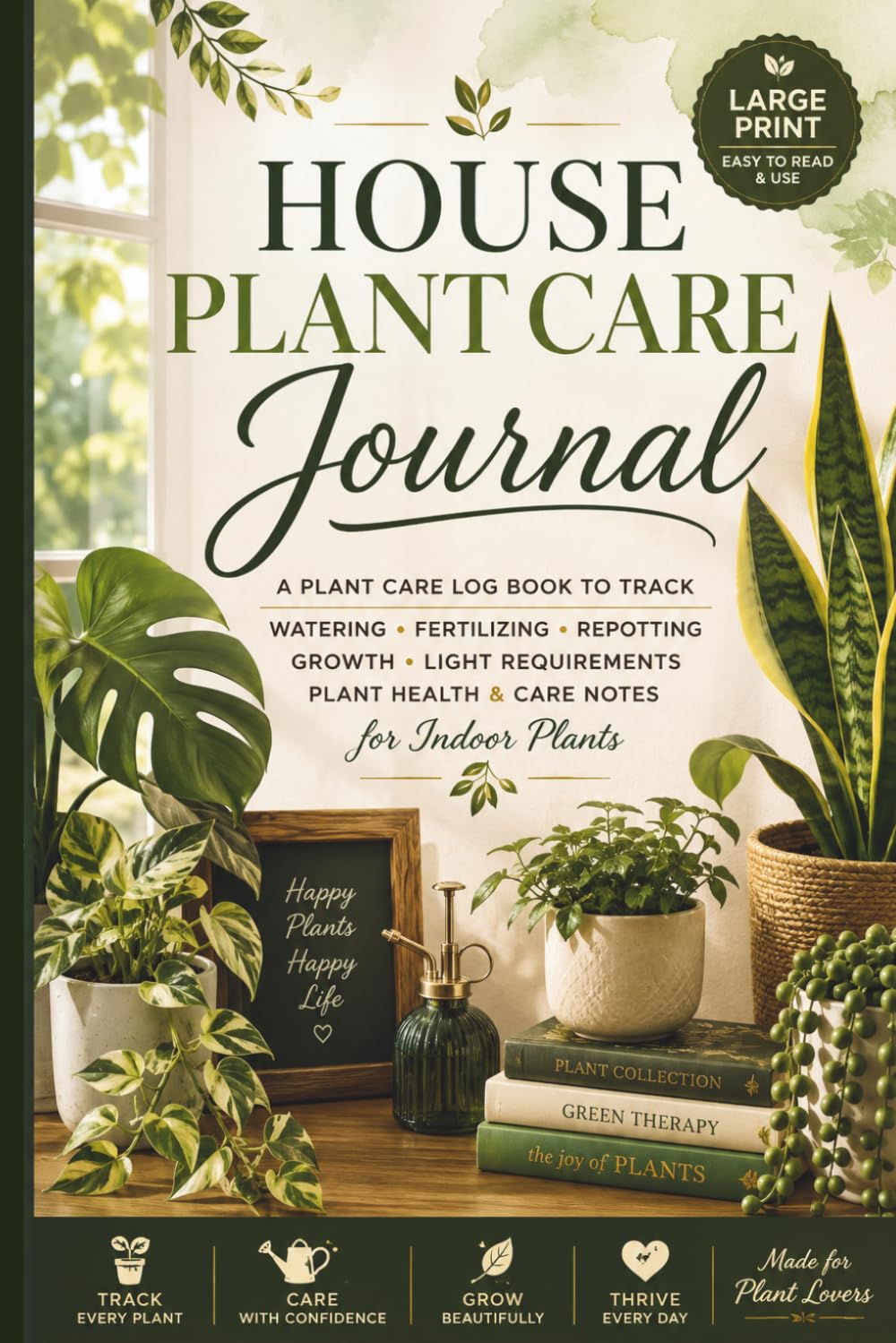 House Plant Care Journal: A Large Print Plant Care Log Book to Track Watering, Fertilizing, Repotting, Growth, Light Requirements, Plant Health, and Care Notes for Indoor Plants baixar o livro de graça