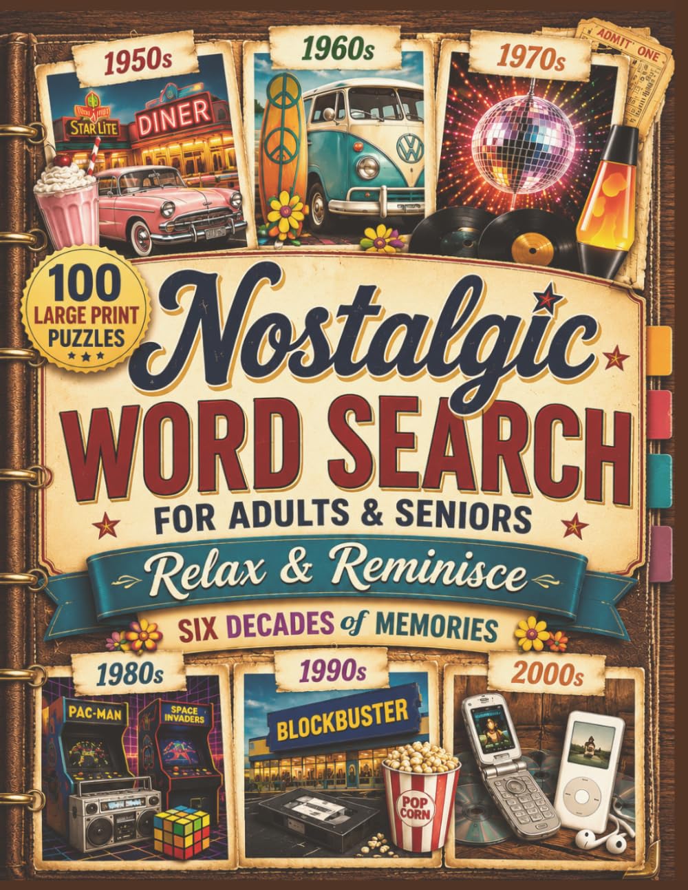 ler totalmente Nostalgic Word Search for Adults & Seniors: 100 Large Print Relaxing Puzzles with Fun Facts Celebrating Memories of the 1950s Through the 2000s