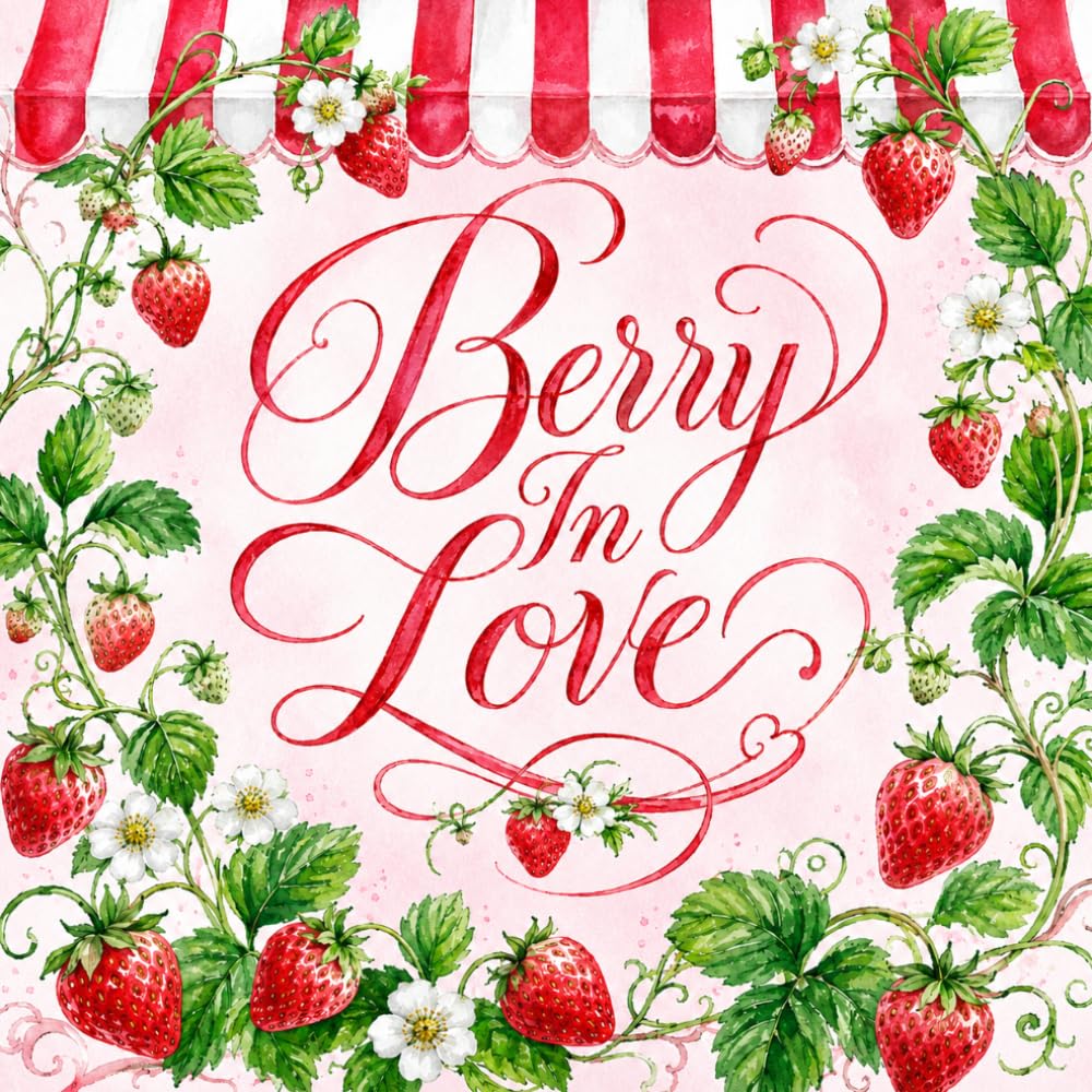 Berry In Love: Strawberry Bridal Shower Guest Book and Gift Log | Cream Strawberry Awning Design | 8.5 x 8.5 Inch Sign In Book for Wishes, Advice and Memories baixar o livro de graça