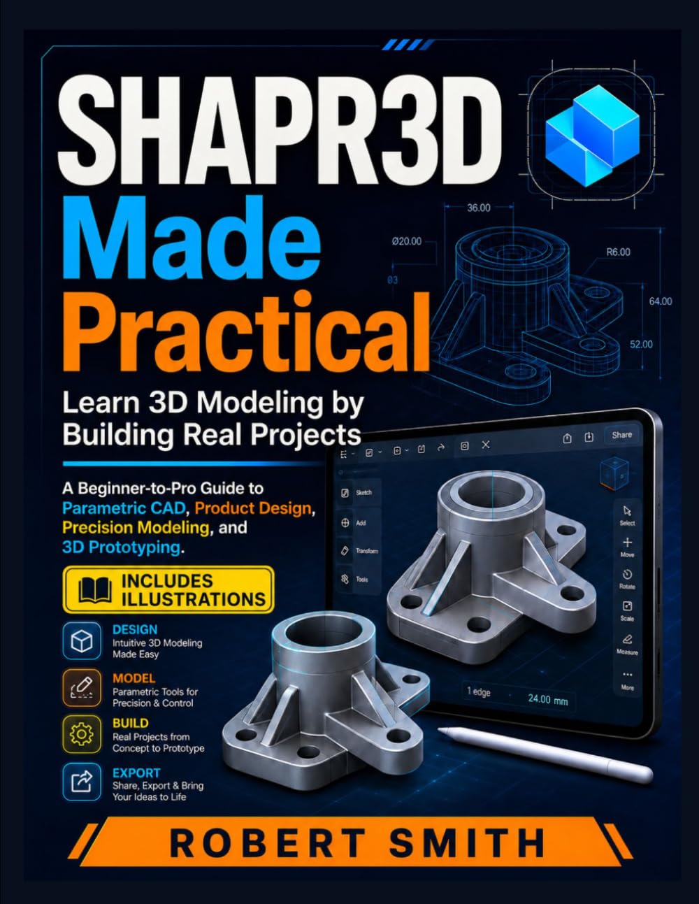 ler totalmente Shapr3D Made Practical: Learn 3D Modeling by Building Real Projects: A Beginner-to-Pro Guide to Parametric CAD, Product Design, Precision Modeling, and 3D Prototyping