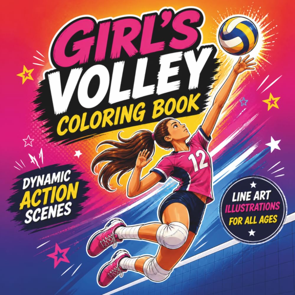 ler totalmente Girl's Volley Coloring Book: Dinamic action scenes - Line art illustrations for all ages