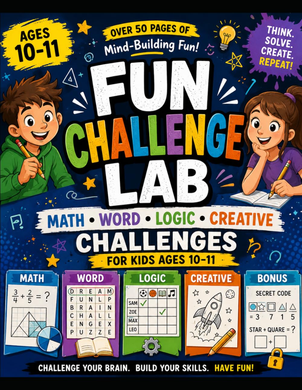 Fun Challenge Lab: Math - Word - Logic - Creative Challenges for Kids Ages 10-11 baixar o livro de graça