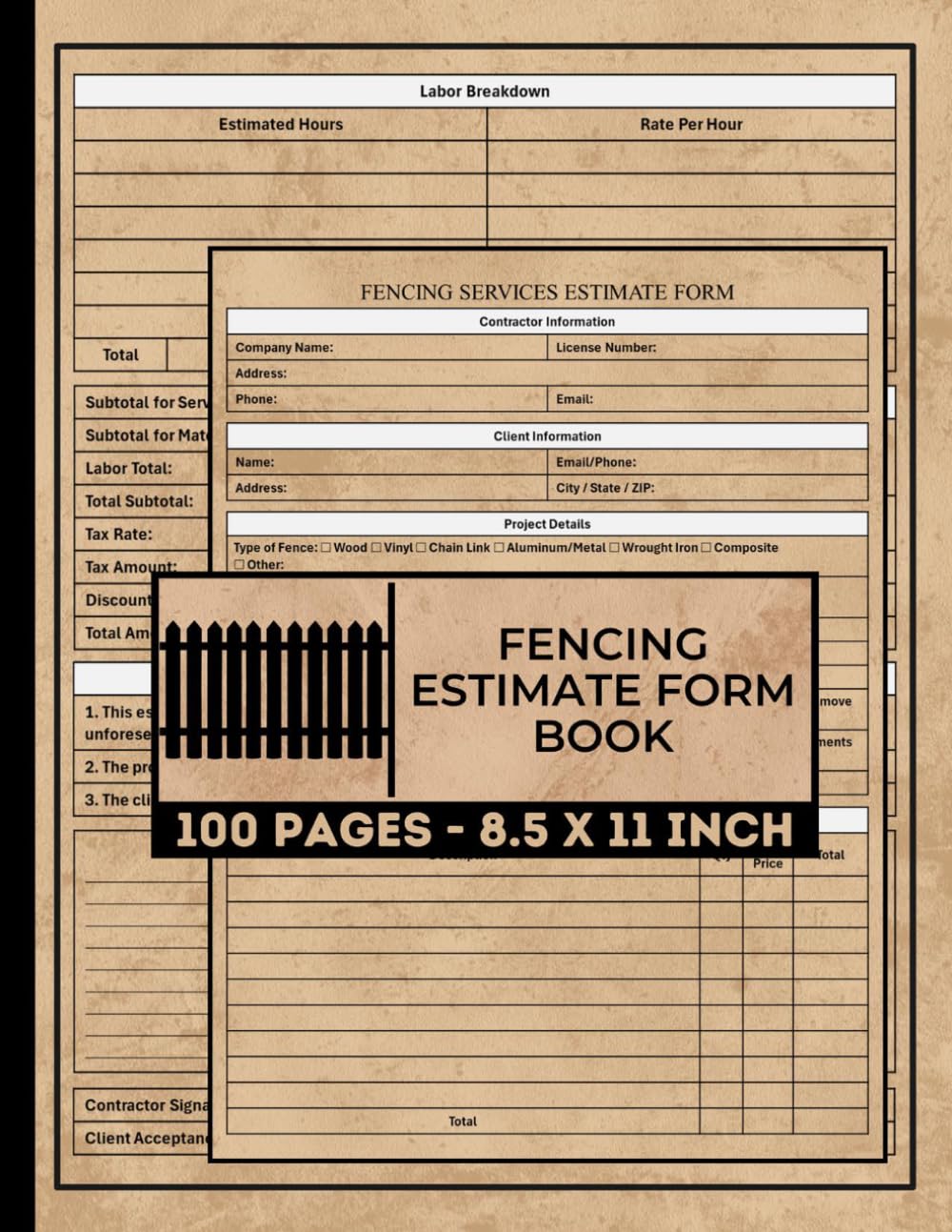 Fencing Estimate Form Book: Fence Contractor Job Estimate Forms | Estimating Book For Fence | 50 Forms | Fencing Job Quote Book baixar o livro de graça