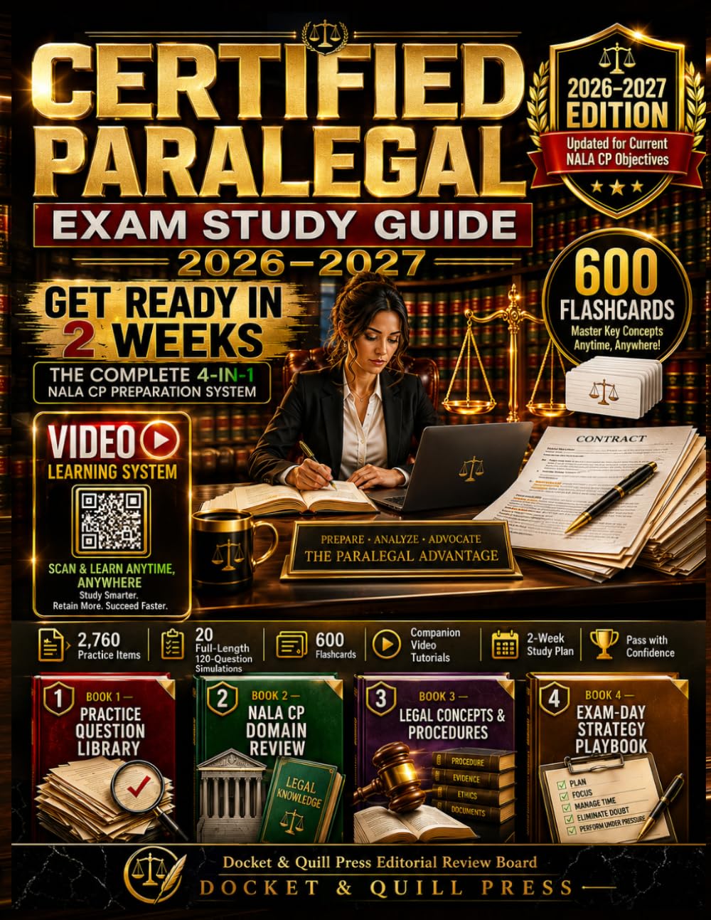 Certified Paralegal Exam Study Guide 2026-2027: Get Ready in 2 Weeks with a Complete 4-in-1 NALA CP Preparation System, 2,760 Exam Practice Items, 20 Full-Length Simulations, 20 Videos, 600 Flashcards baixar o livro de graça