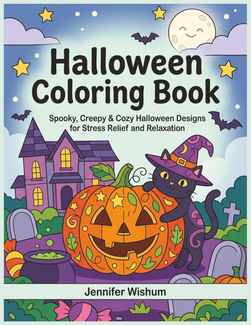 ler totalmente Halloween Coloring Book: Spooky, Creepy & Cozy Halloween Designs for Stress Relief and Relaxation