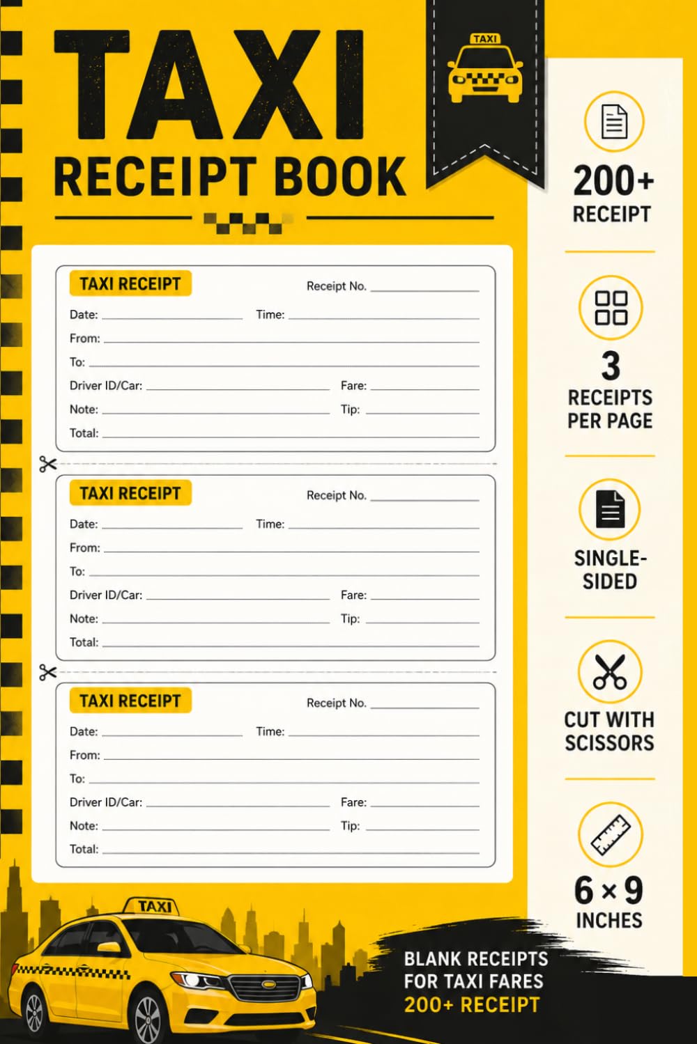 Taxi Receipt Book: 200 Blank Trip Fare Receipts with 3 Receipts per Page, Single-Sided Cut-Out Forms for Cab, Minicab and Private Hire Drivers baixar o livro de graça