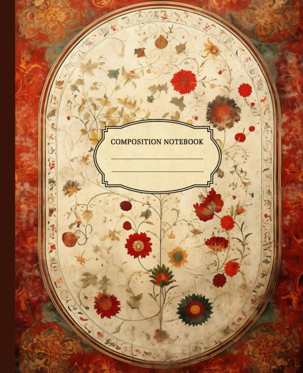 ler totalmente Composition Notebook: Vintage Floral Art Notebook, Antique Style Canvas, Woven Grunge Textile Notebook, Journal or Diary. College Ruled Paper | Numbered Pages | Table of Contents