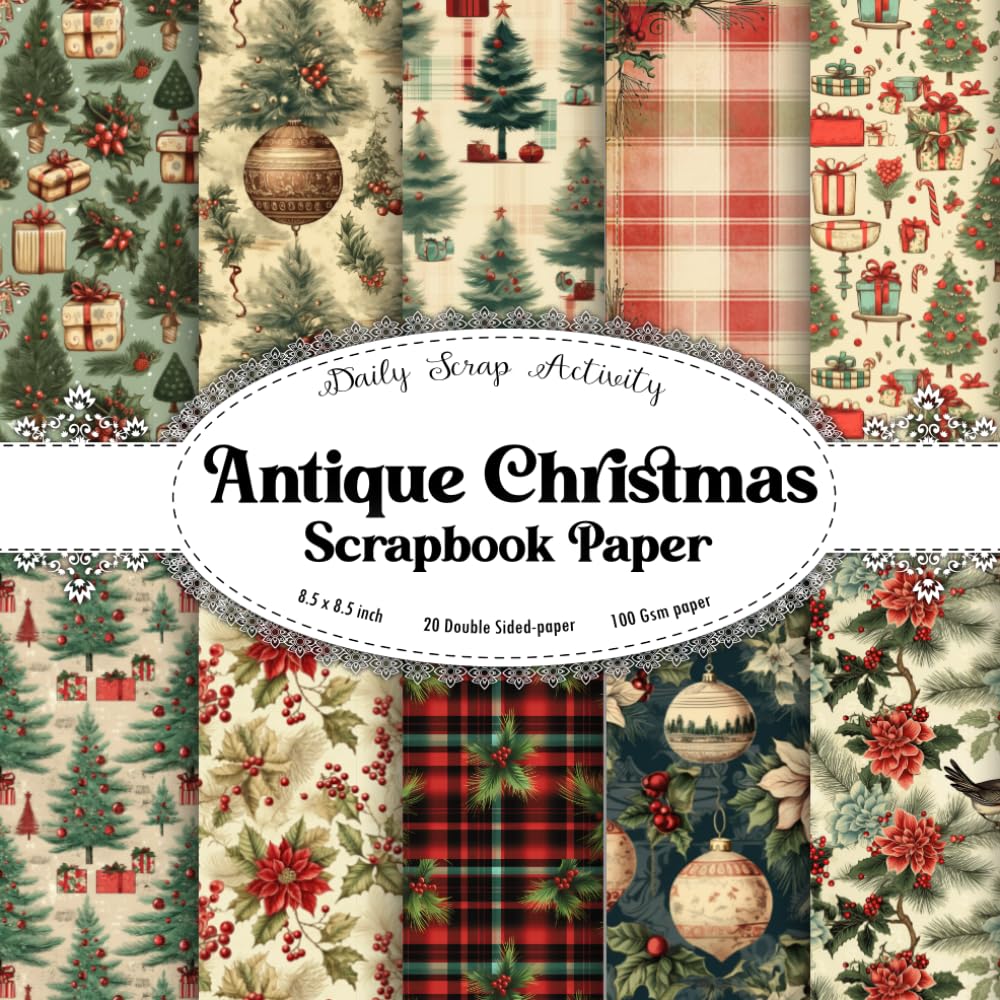 Antique Christmas Scrapbook Paper: Double Sided Craft Paper for Gift Wrapping, Great For Craft Projects, Scrapbooking Paper, DIY Junk Journaling and... Poinsettia Pattern) Paper Size 8.5" x 8.5" baixar o livro de graça