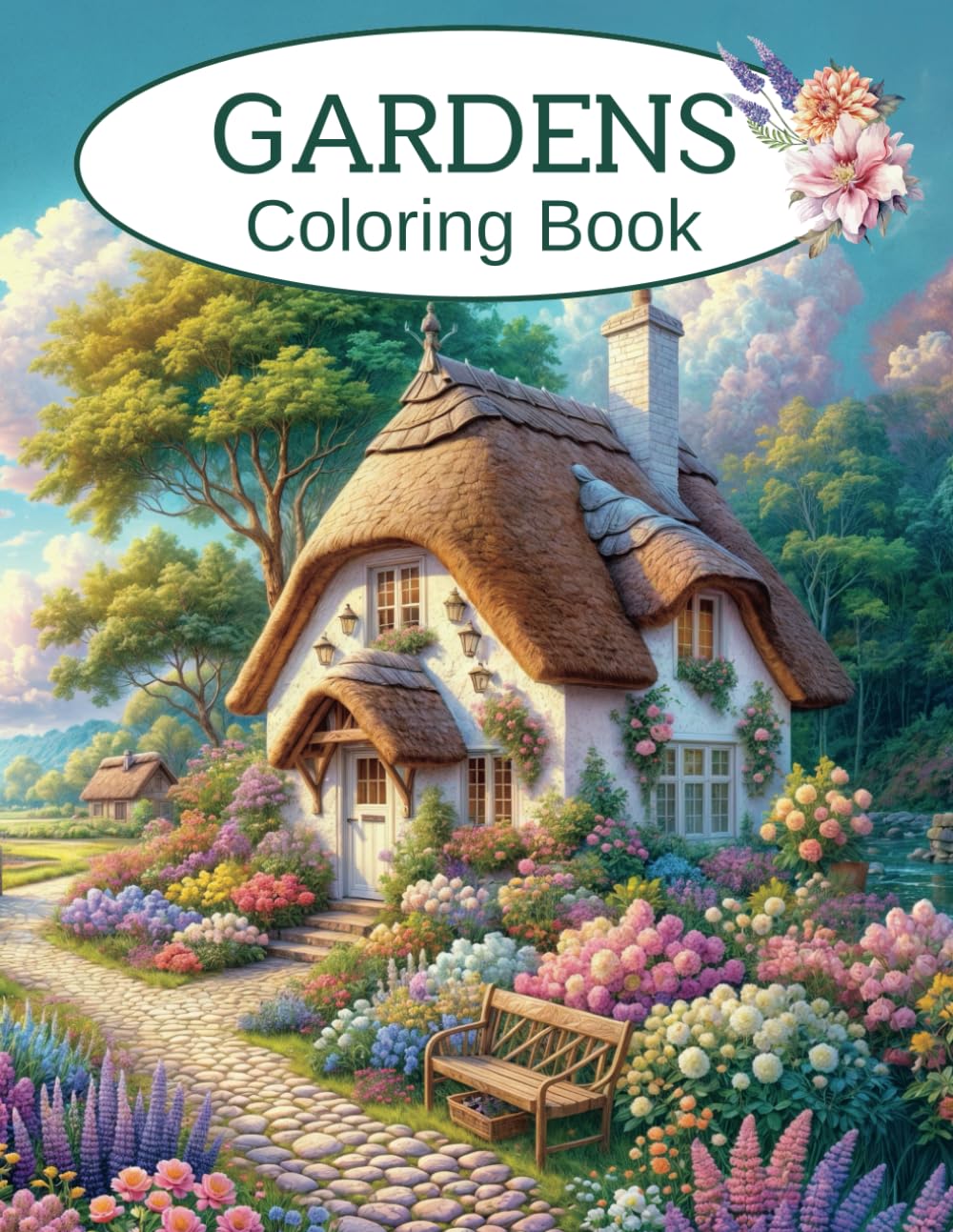 Gardens Coloring Book for Adults: Beautiful Grayscale Illustrations of Landscapes, Flowers, Cottages, and Peaceful Garden Scenes to Inspire Relaxation, Mindfulness, and Stress Relief baixar livro de graça