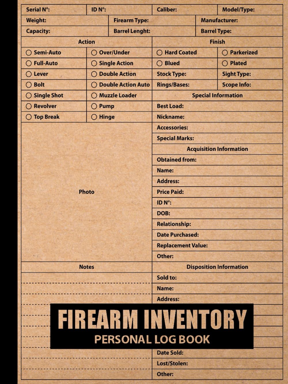 Firearm Inventory Personal Log Book: Personal Firearm Record Book Ideal for Gun Owners to Document Acquisitions, Dispositions, and Personal Gun Collection Information. baixar livro de graça