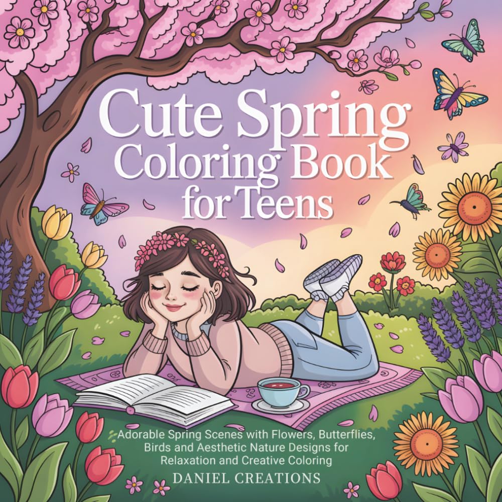 capítulo por capítulo baixar Cute Spring Coloring Book for Teens: Adorable Spring Scenes with Flowers, Butterflies, Birds and Aesthetic Nature Designs for Relaxation and Creative Coloring