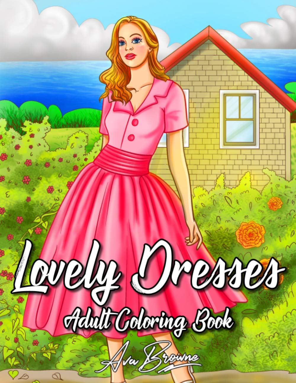 Lovely Dresses: An Adult Coloring Book with Beautiful Women Wearing Cute Vintage Dresses For Stress Relief and Relaxation. baixar o livro de graça