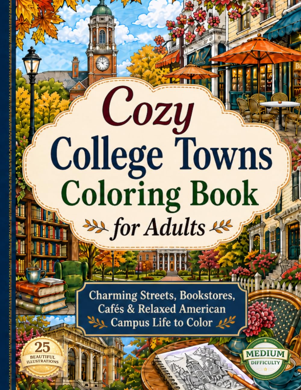 capítulo por capítulo baixar COZY COLLEGE TOWNS COLORING BOOK FOR ADULTS: Charming Streets, Bookstores, Cafés & Relaxed American Campus Life to Color