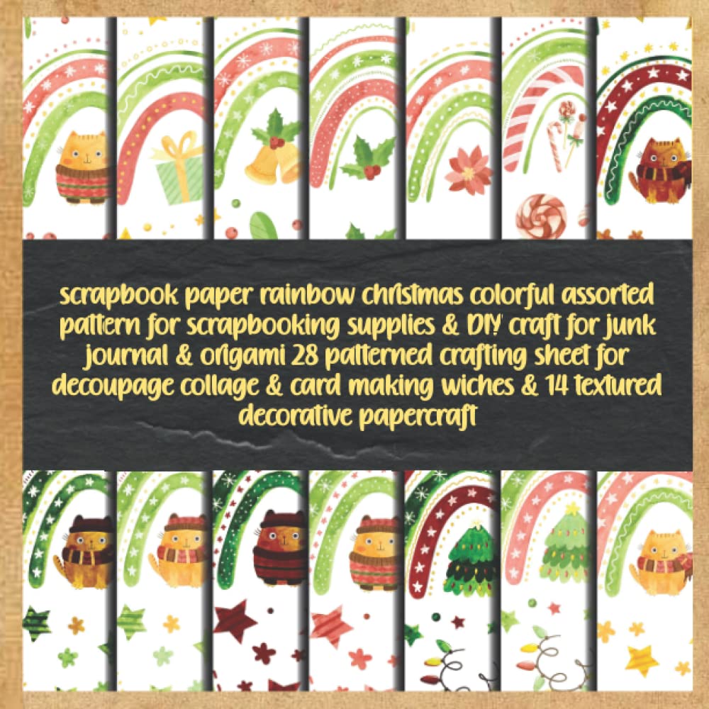 scrapbook paper rainbow christmas colorful assorted pattern for scrapbooking supplies & DIY craft for junk journal & origami 28 patterned crafting... wiches & 14 textured decorative papercraft baixar livro de graça