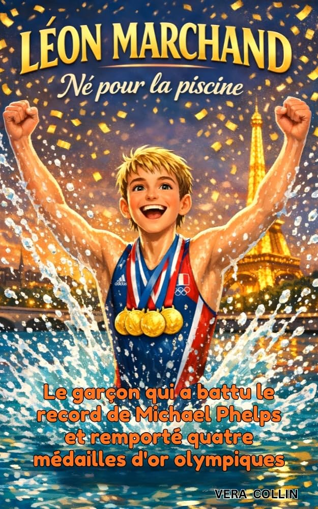 ler totalmente LÉON MARCHAND: Né pour la piscine: Le garçon qui a battu le record de Michael Phelps et remporté quatre médailles d'or olympiques (French Edition)