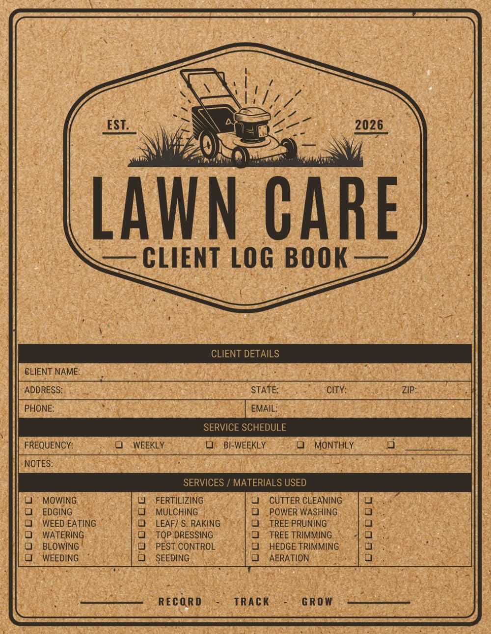 ler totalmente Lawn Care Client Log Book: Lawn Mowing & Landscaping Business Appointment Planner to Record Customer Information with Schedule, Payment, Yard Work... Trimming, Fertilizing, Weed Control, Aeration