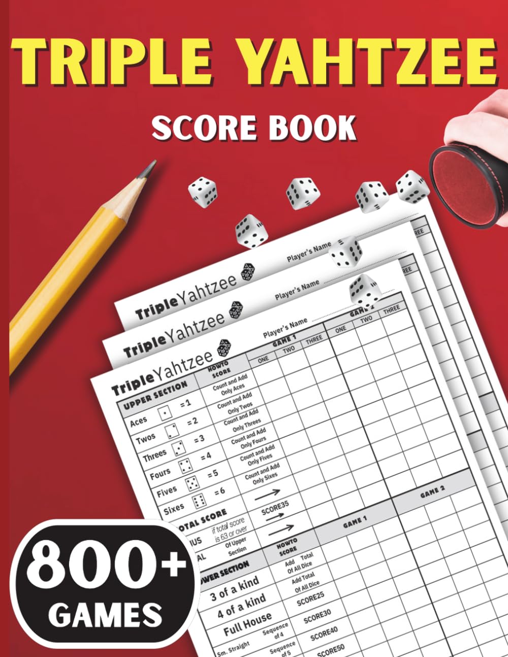 Triple Yahtzee Score Book: 8.5 X 11 Large Print Triple Yahtzee, 150 pages for scorekeeping baixar livro de graça