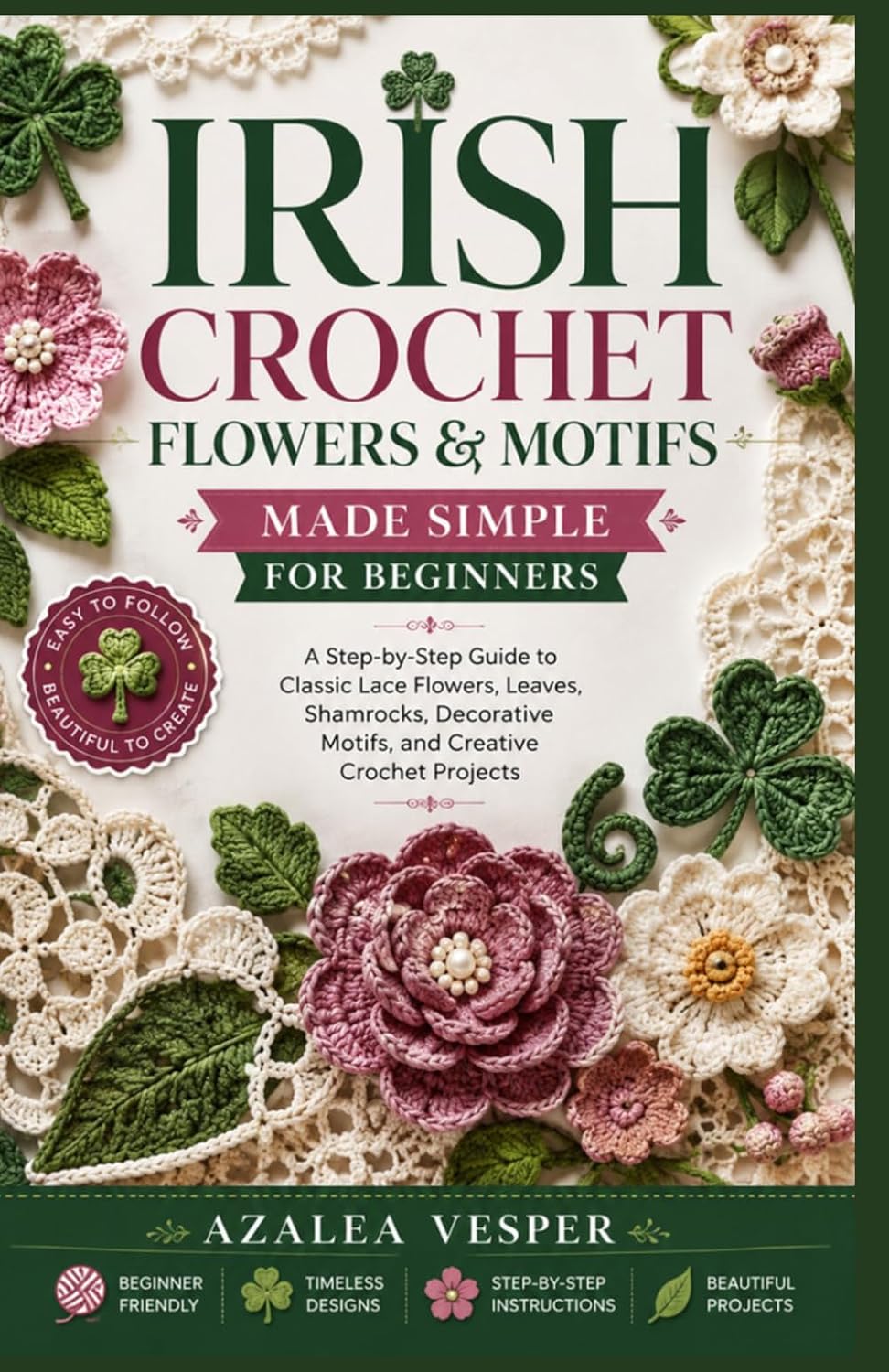 ler totalmente IRISH CROCHET FLOWERS & MOTIFS MADE SIMPLE FOR BEGINNERS: A Step-by-Step Guide to Classic Lace Flowers, Leaves, Shamrocks, Decorative Motifs, and Creative Crochet Projects