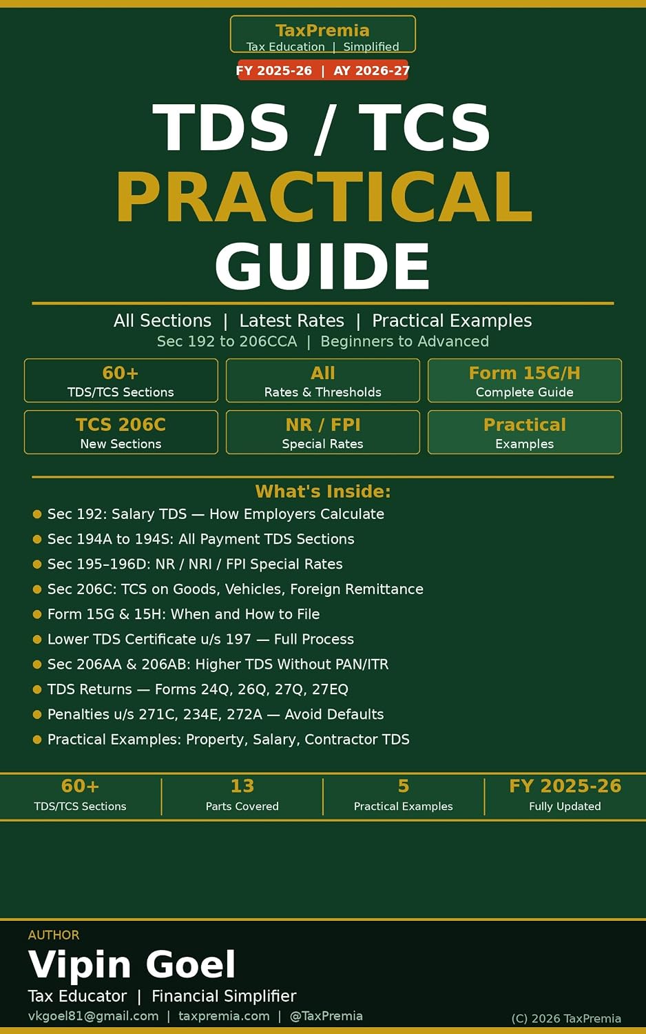 TDS / TCS Practical Guide — All Sections: 60+ Sections | FY 2025-26 Rates | Practical Examples | Sec 192 to 206CCA (English Edition) baixar livro de graça