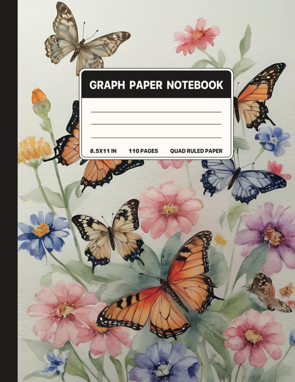 Graph Paper Composition Notebook: Quad Ruled 5x5 Butterflies And Flowers Cute Watercolor Painting Floral Botanical Cottagecore Aesthetic. For College, School, Office & Work baixar o livro de graça