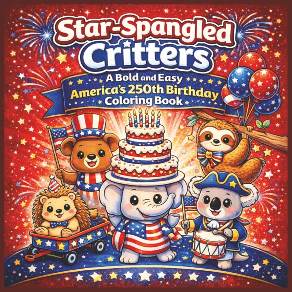 Star-Spangled Critters: A Bold and Easy America's 250th Birthday Coloring Book: Featuring Cute Patriotic Animals, Fireworks, Flags, and Red, White &... (Ultimate Bold and Easy Coloring Books) baixar o livro de graça
