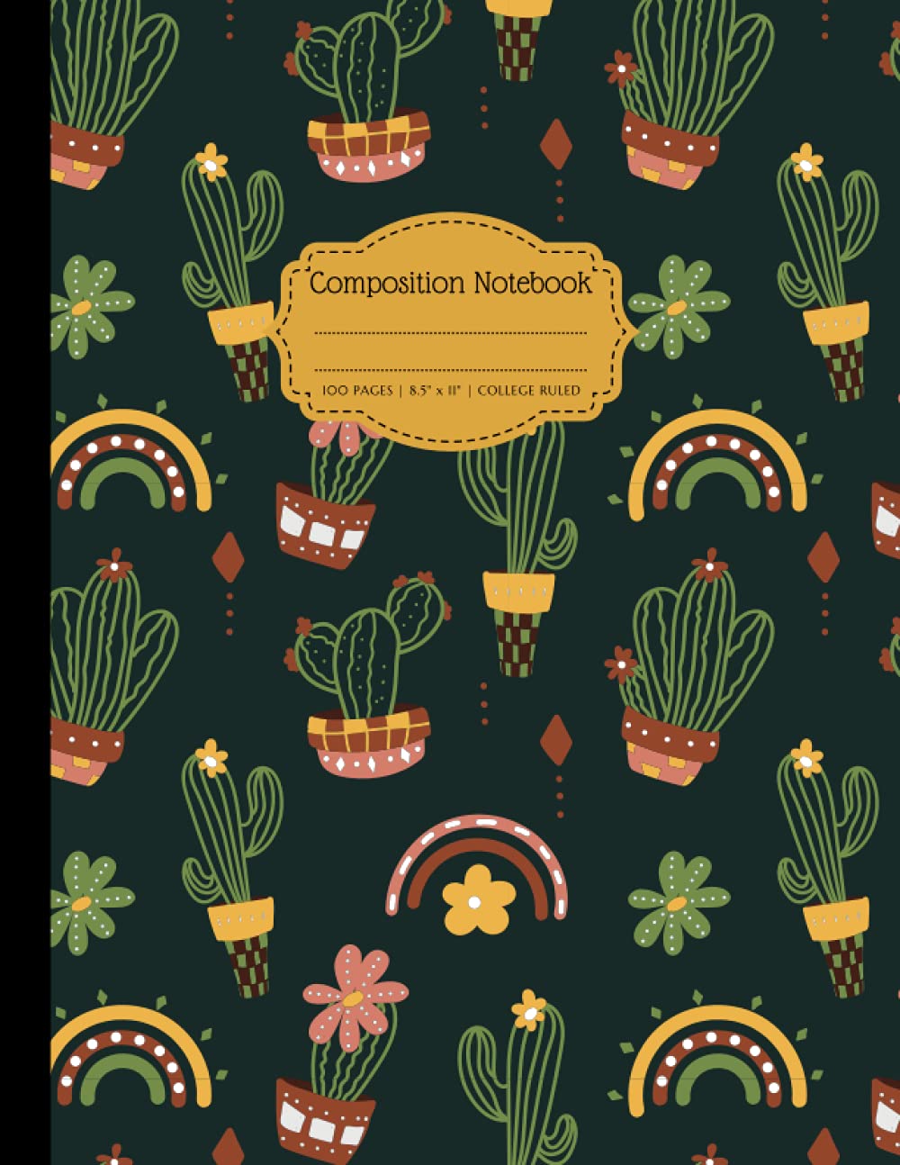 Vintage Cactus And Rainbow Composition Notebook: 8.5 x 11 Inches, Large College Ruled Book For Women baixar livro de graça
