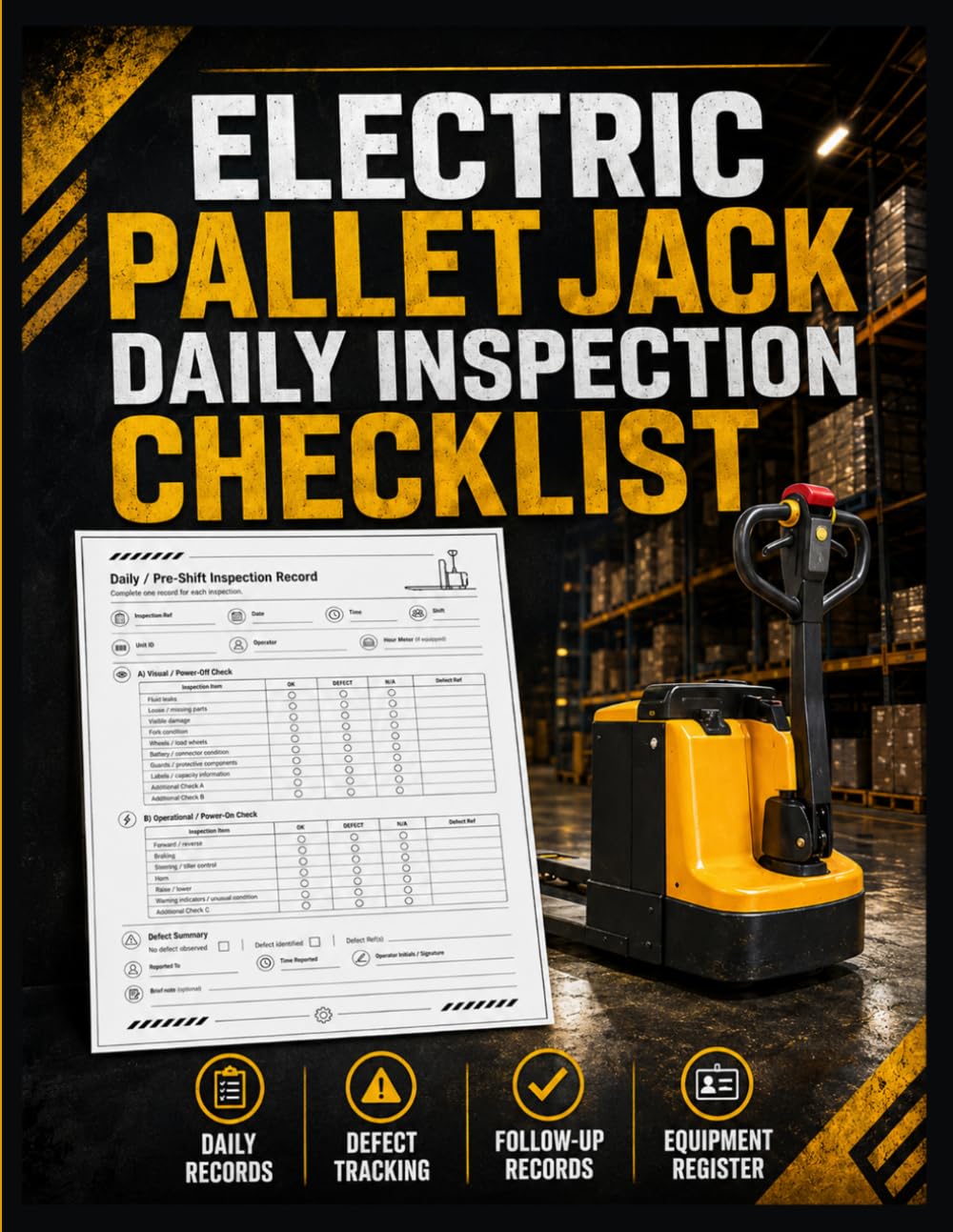 Electric Pallet Jack Daily Inspection Checklist: Electric Pallet Truck Safety Checks and Defect Records for Warehouse Operators Powered Pallet Pre-Use Inspection baixar o livro de graça
