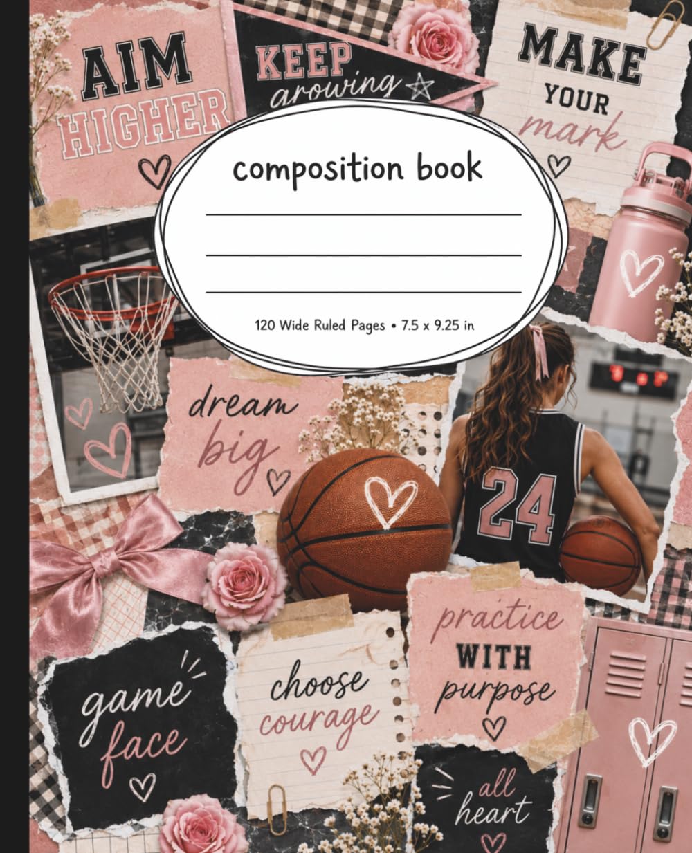 Girls Basketball Composition Notebook Wide Ruled: Journal for Girls, Tweens & Teens | Player Gift for School, Practice Notes, Goals & Journaling