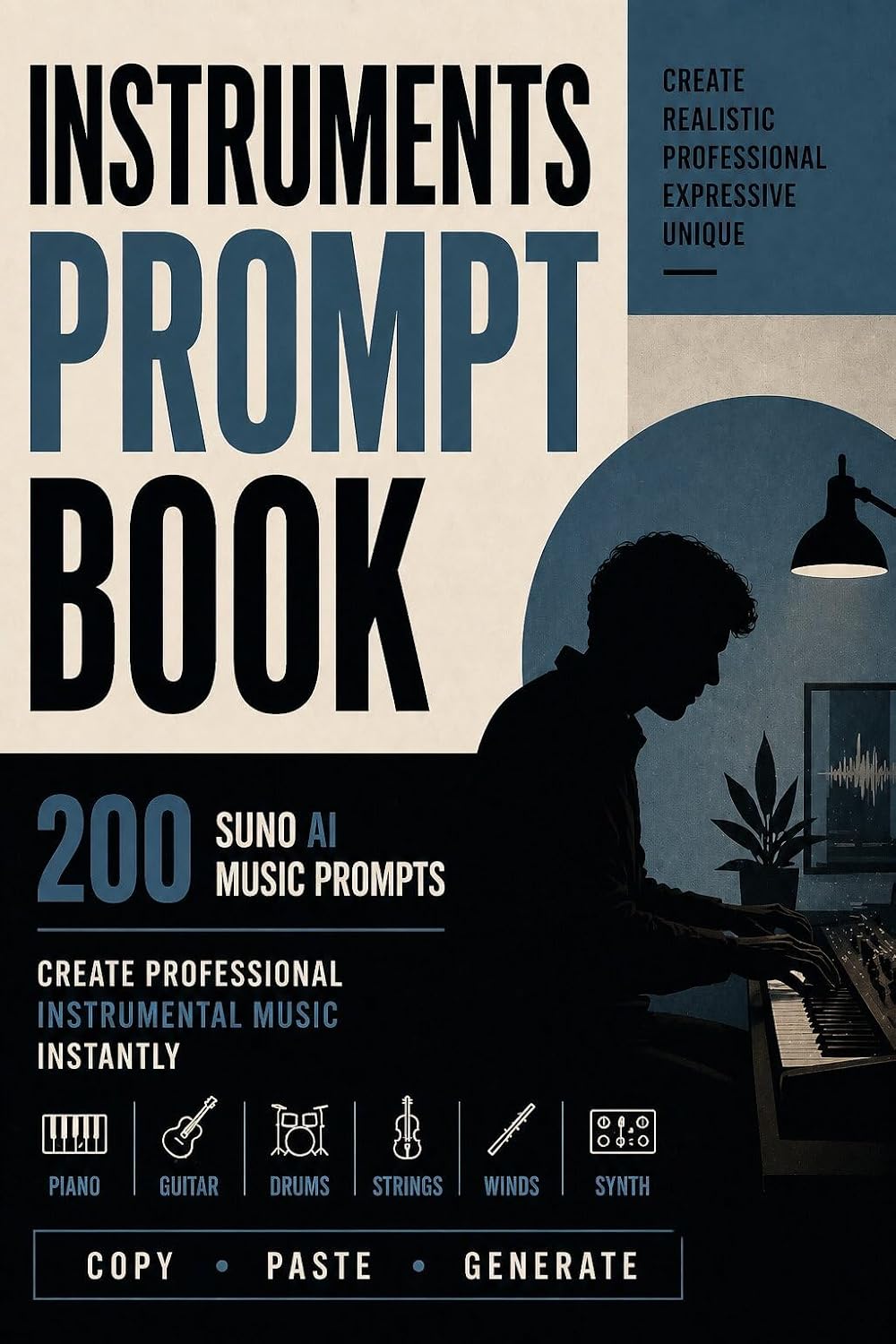 ler totalmente Instruments Prompt Book: 200 Suno AI Prompts for Piano, Guitar, Strings & Drums: Copy-and-Paste Formulas for Acoustic and Electronic Instrumentals (Suno AI Prompt Book Series) (English Edition)