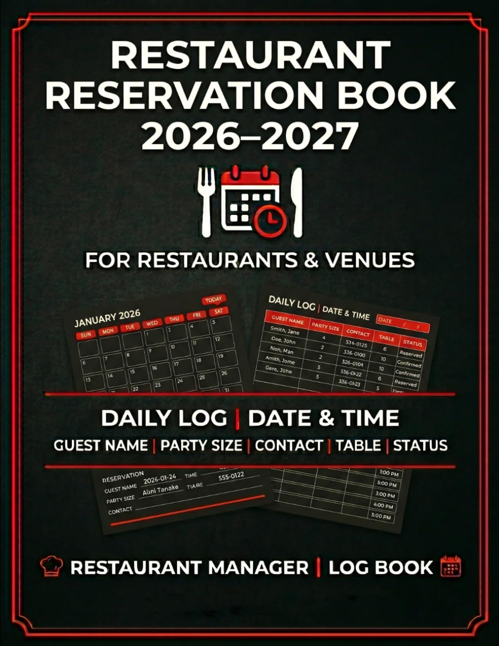Reservation Book for Restaurant 2026-2027: Full Year Table Wait List Reservations | 1 Page Per Day with Space for 33 Reservations | Full Year Dinner Reservations Book | Hostess Table Log Book baixar livro de graça