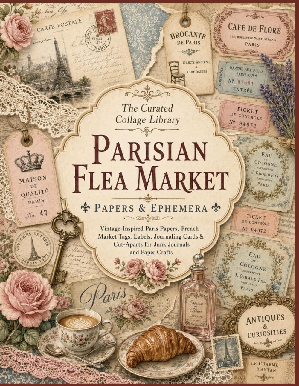Parisian Flea Market Papers & Ephemera: Vintage-Inspired Paris Elements, French Boutique Tags, Labels, Journaling Cards, Fussy Cut Aparts for Junk Journals, Scrapbooks, Collage, and Paper Crafts baixar livro de graça