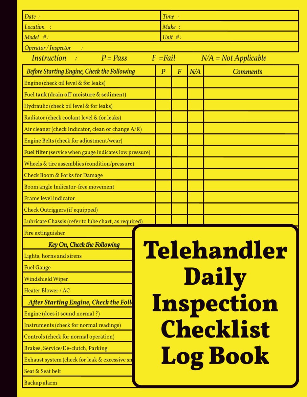 Telehandler Daily Inspection Checklist Log Book: Telehandler Safety Checklist | Pre-Use Telehandlers Inspection Checklist | Safety & Maintenance Telehandler Checklist | ( 105 Pages - 8.5"x11" ) baixar o livro de graça
