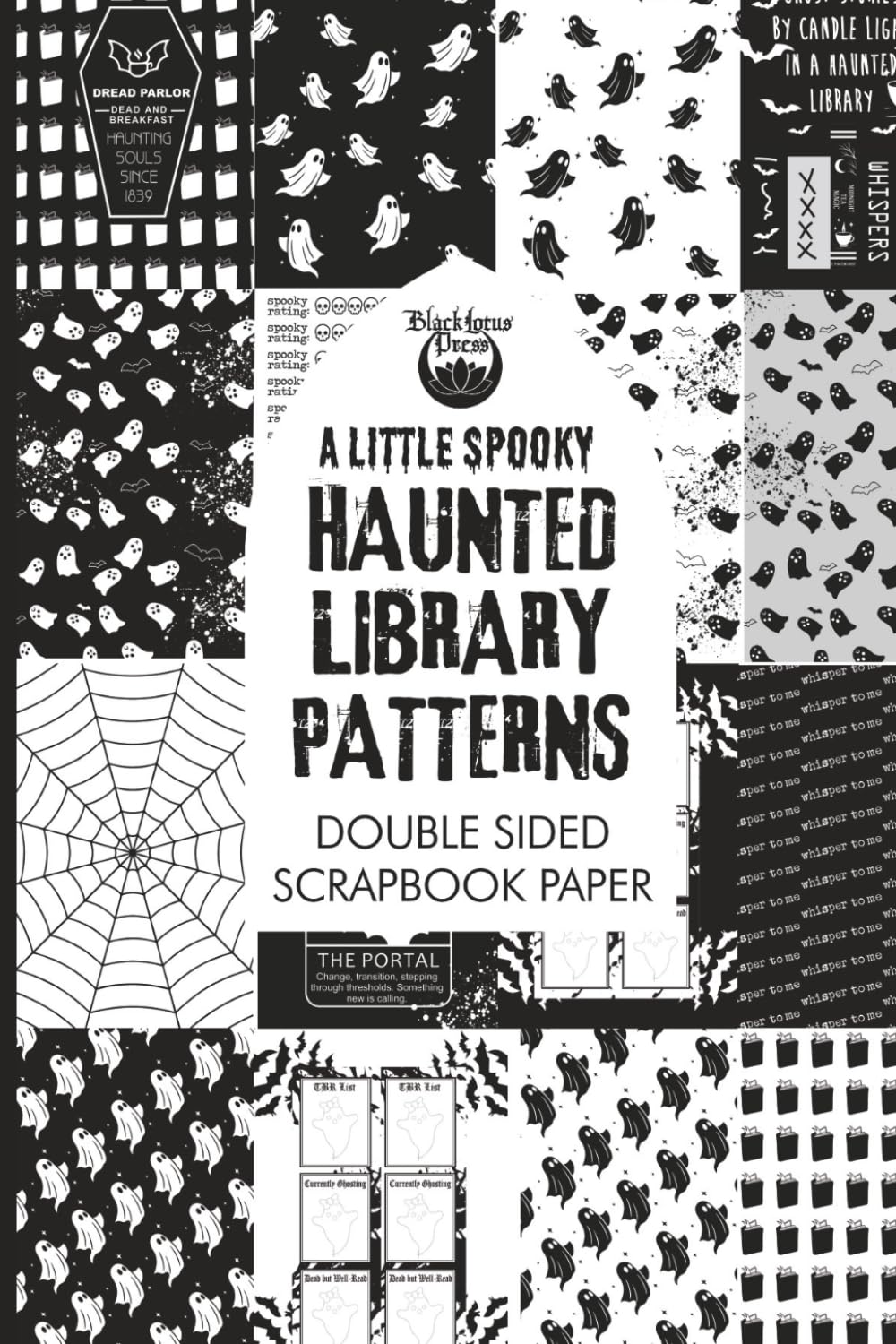 capítulo por capítulo baixar A Little Spooky Haunted Library Gothic Pattern Glossy Scrapbook Paper (Black and White): Hand Drawn Double-Sided Halloween Paper for Glue Books,... Junk Journals, Card Making, Mixed Media