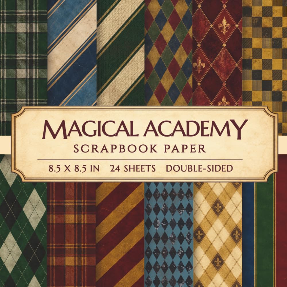 ler totalmente Magical Academy Scrapbook Paper: 24 Double-Sided Sheets of Vintage Wizarding School Patterns in Classic House Colors for Scrapbooking, Journaling, Card Making and Paper Crafts